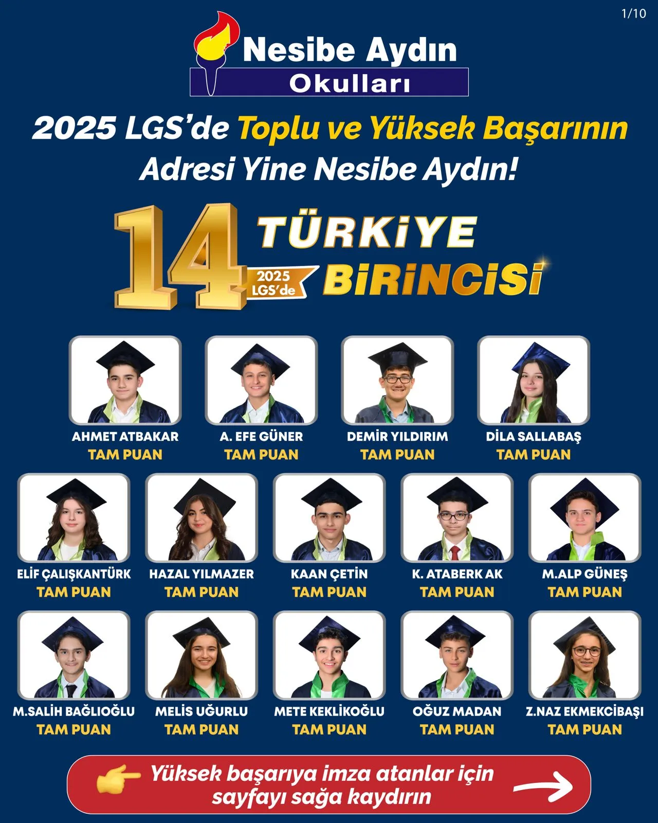 2025 LGS Türkiye dereceleri, sayfa 1/10: 14 Türkiye birincisi öğrencinin fotoğrafları ve adları